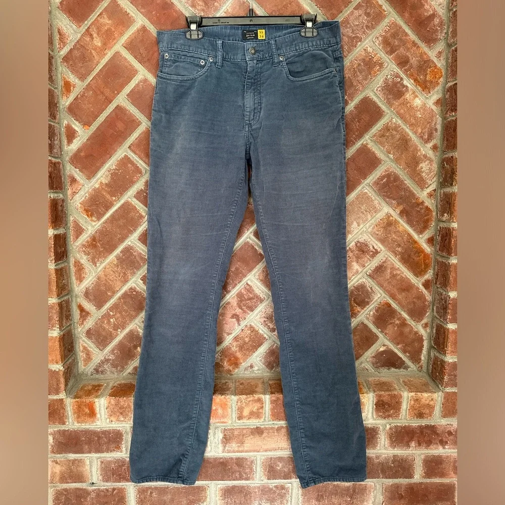 J Crew 484 Pants Mens 32x34 Blue Slim Straight Corduroy‎ Chino Grunge Hipster